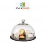 Cloche en polycarbonate avec plateau bois clair