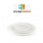 assiette ovale en porcelaine rayee