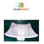 Plat carre a soupe en porcelaine