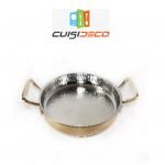 Poele 2 anses en cuivre interieur en inox