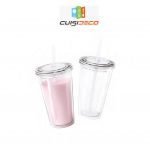 Goblet en plastique transp Couvercle Plat