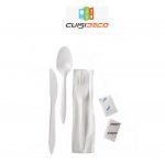 Kit 5 pcs (couteau, fourchette, cuillère serviette, cure dent)