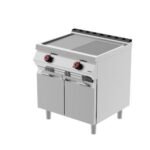 Fry top électrique plaque double sur meuble avec portes battantes